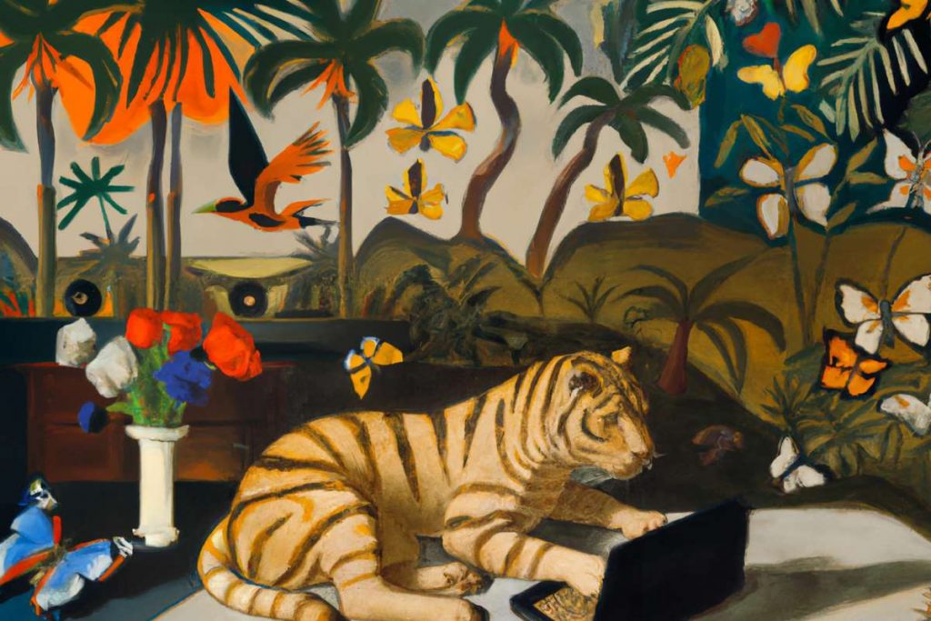 Tiger with Laptop - AI Tiger Magazine illustration