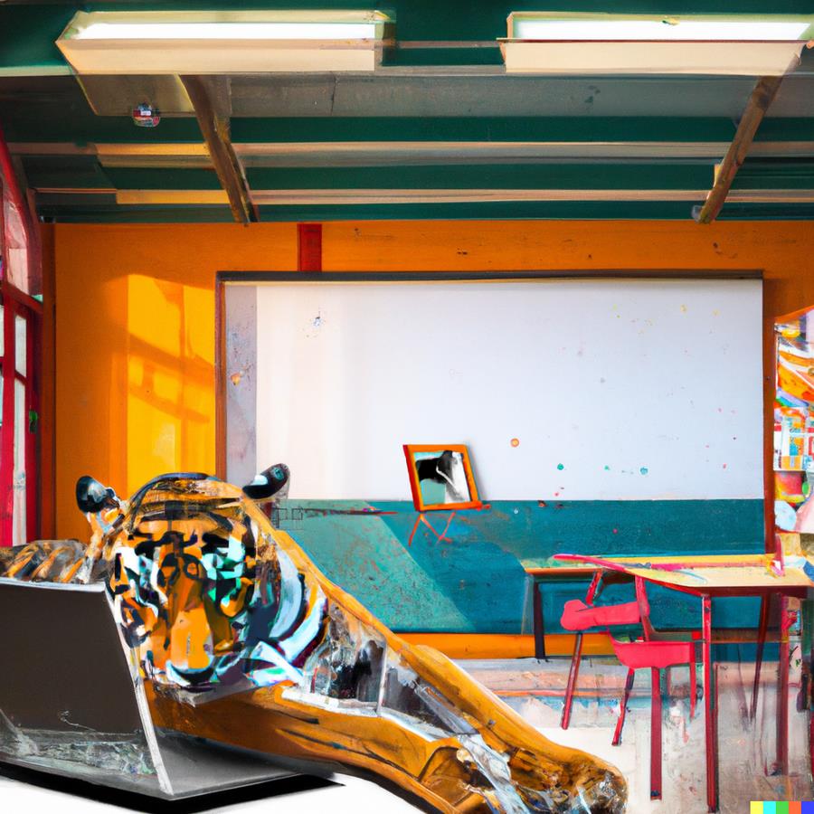 AI Tiger Magazine A Tiger in classroom illustration